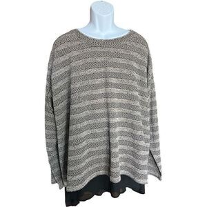 NWT Womens Dillards Bobeau Gold Metallic w Black Underlay Flowy Top Blouse -  3X